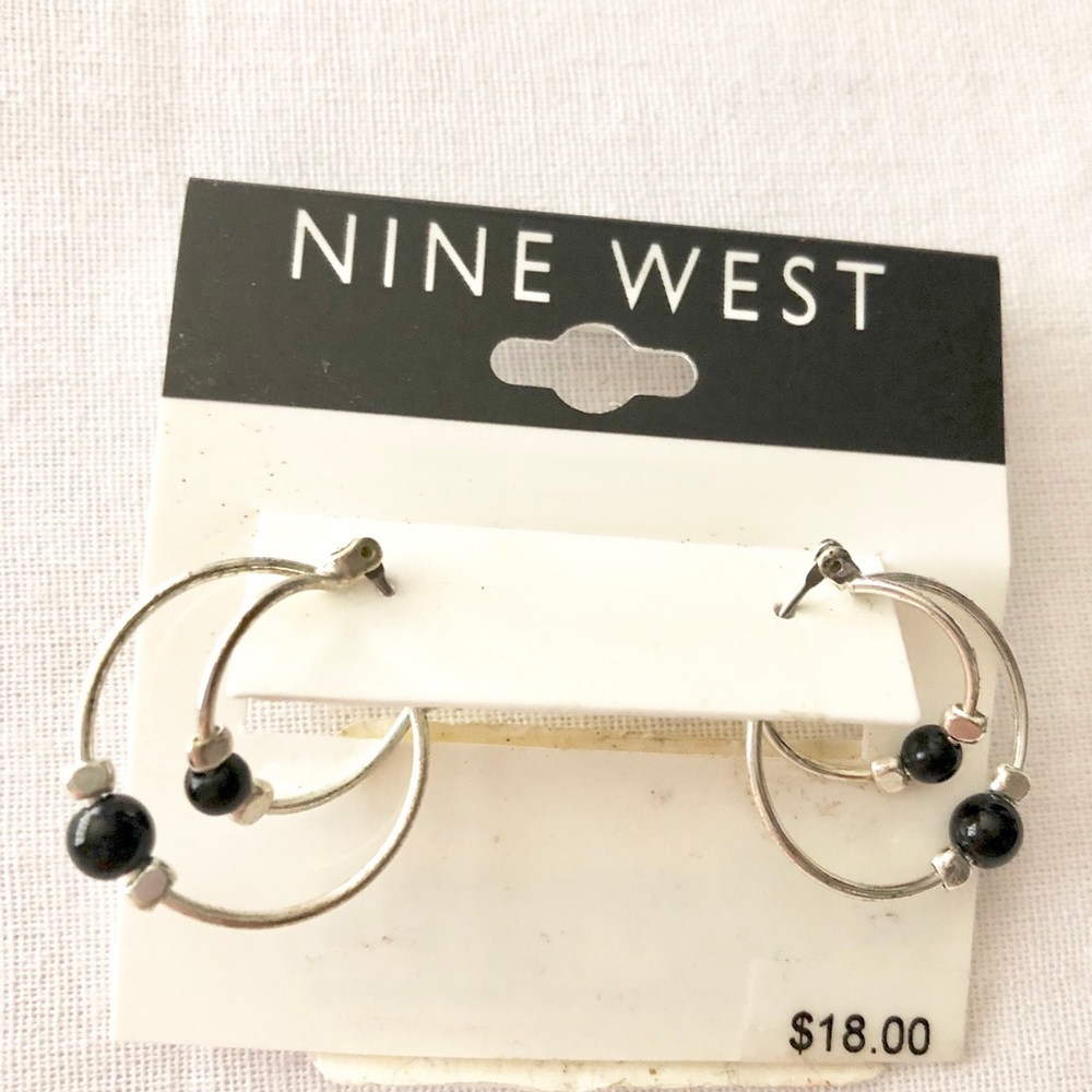 Nine West silver tone hoop earrings with beads